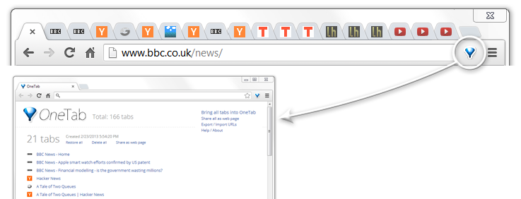 One Tab extension