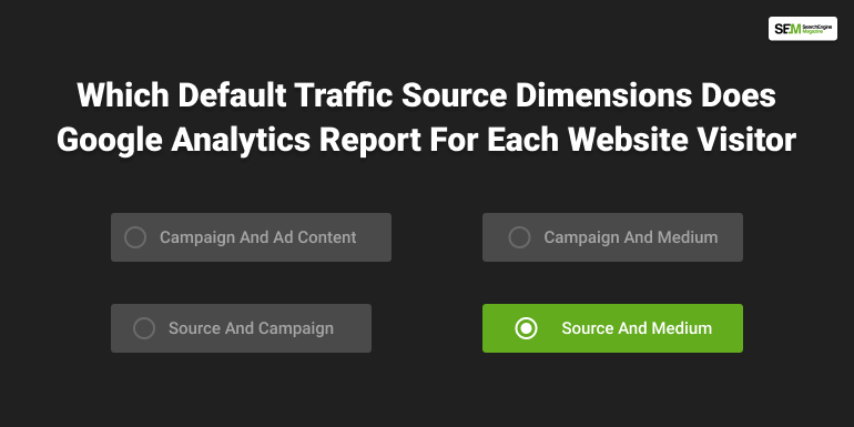 Which Default Traffic Source Dimensions Does Google Analytics Report For Each Website Visitor