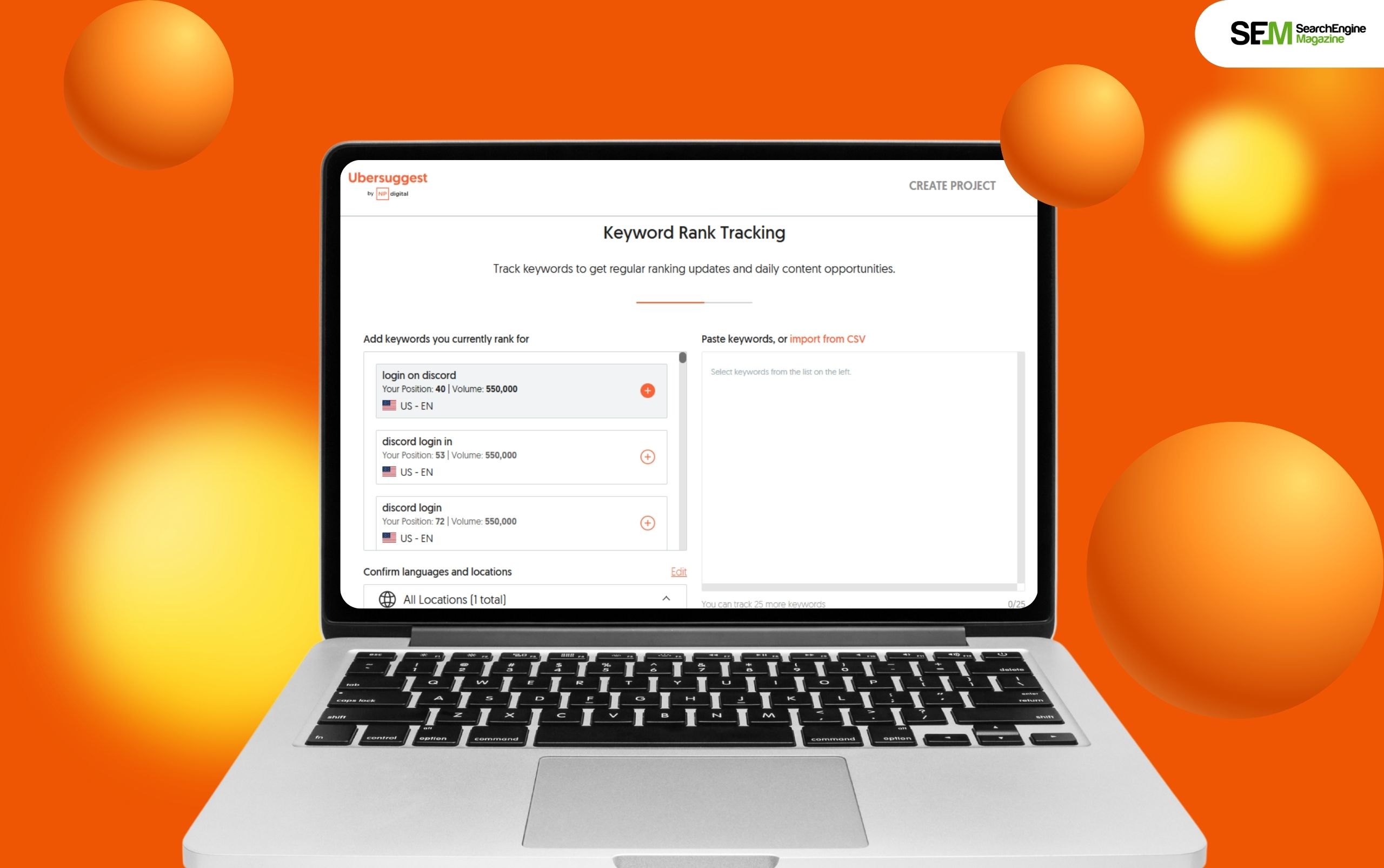 add the keyword in the ‘Rank Tracking’ section