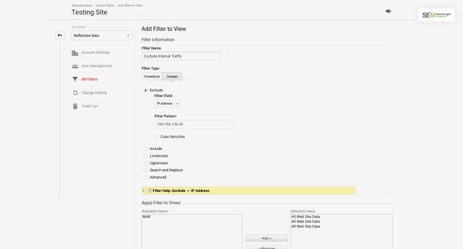 Exclude Include only traffic from the IP addresses