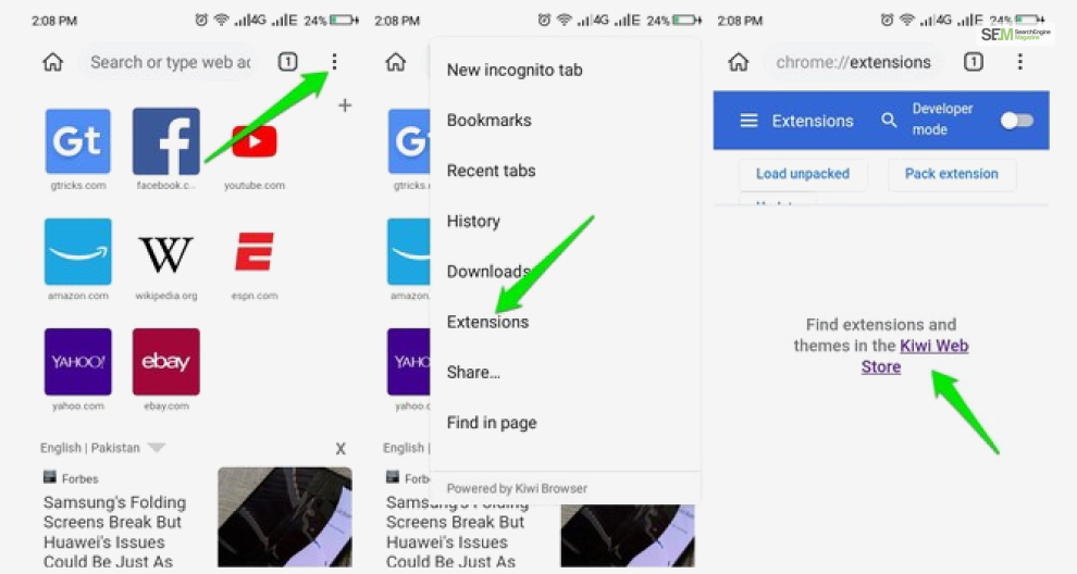 Add Chrome Extensions Mobile Using Kiwi Browser