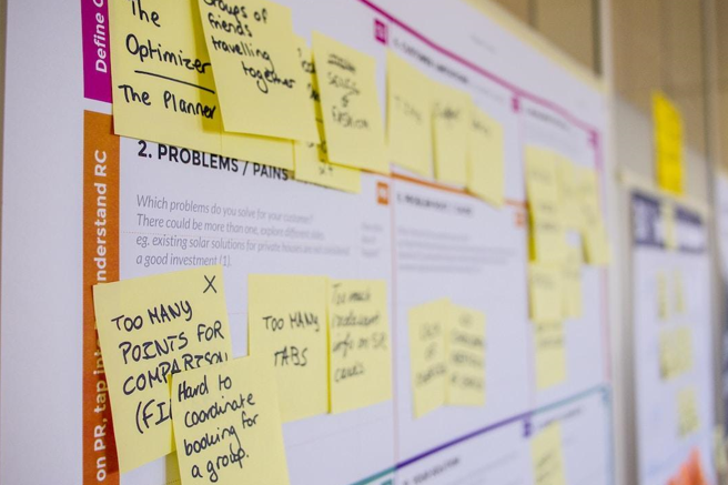  A physical project management board.