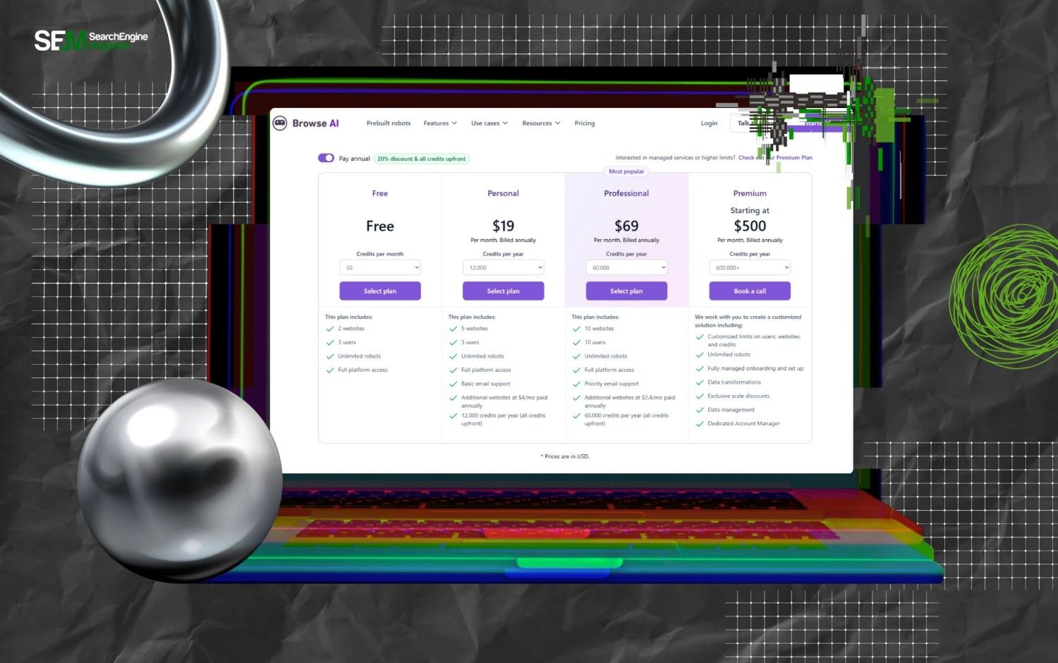 Pricing Plans Of Browse AI