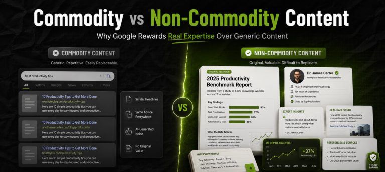 Commodity vs Non-Commodity Content: What Does It Mean? And Why Google Rewards Real Expertise Over Generic Content?