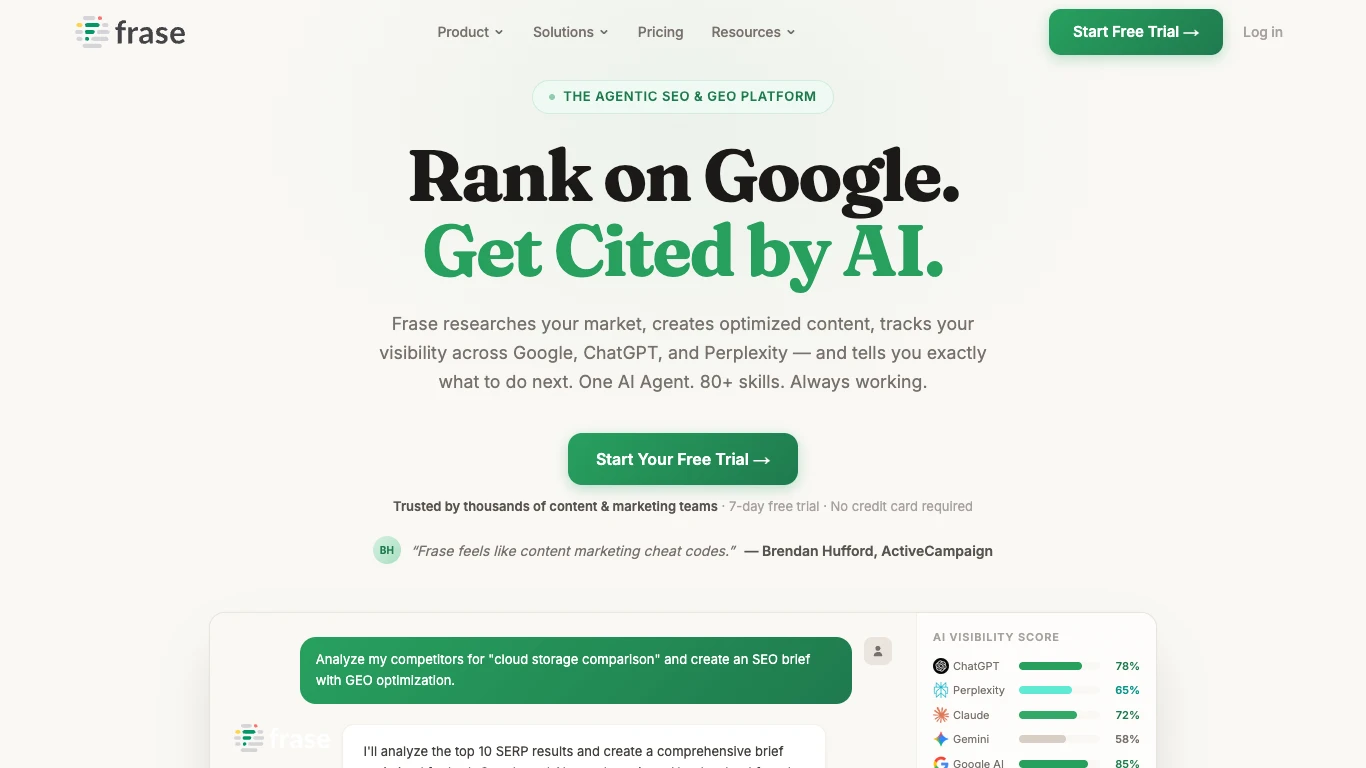 Frase — Best Alternative For SEO And GEO Content Optimization