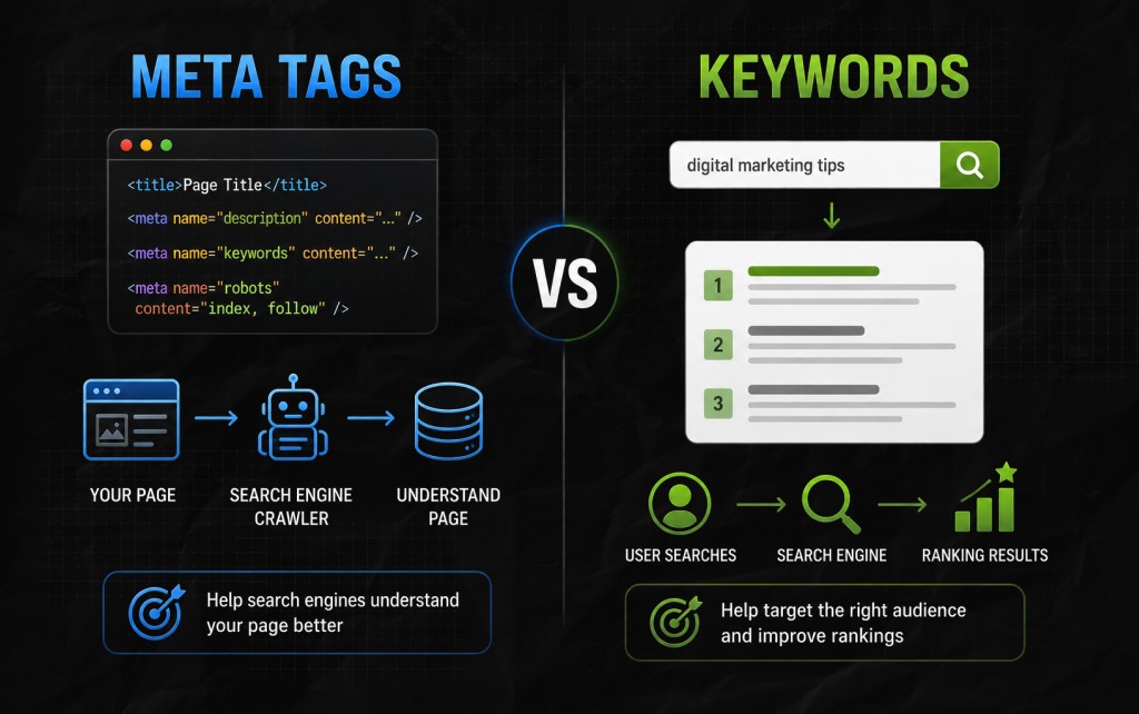 What Is The Difference Between Meta Tags And Keywords