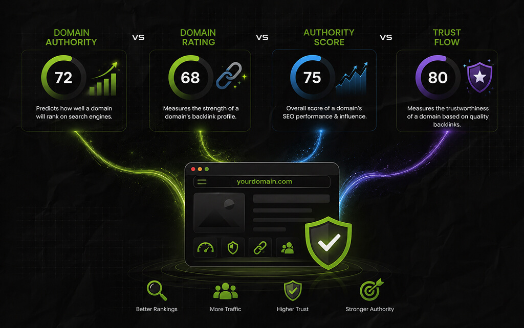 Domain Authority vs. Domain Rating vs. Authority Score vs. Trust Flow